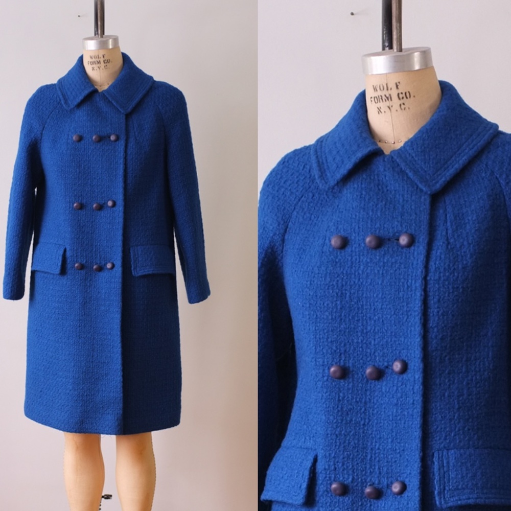 vintage blue wool coat | vintage 1970s blue coat